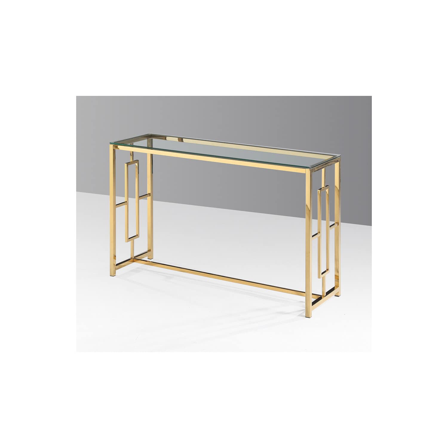 Best Master Stainless Steel And Glass Console Table In Clear/Gold Base